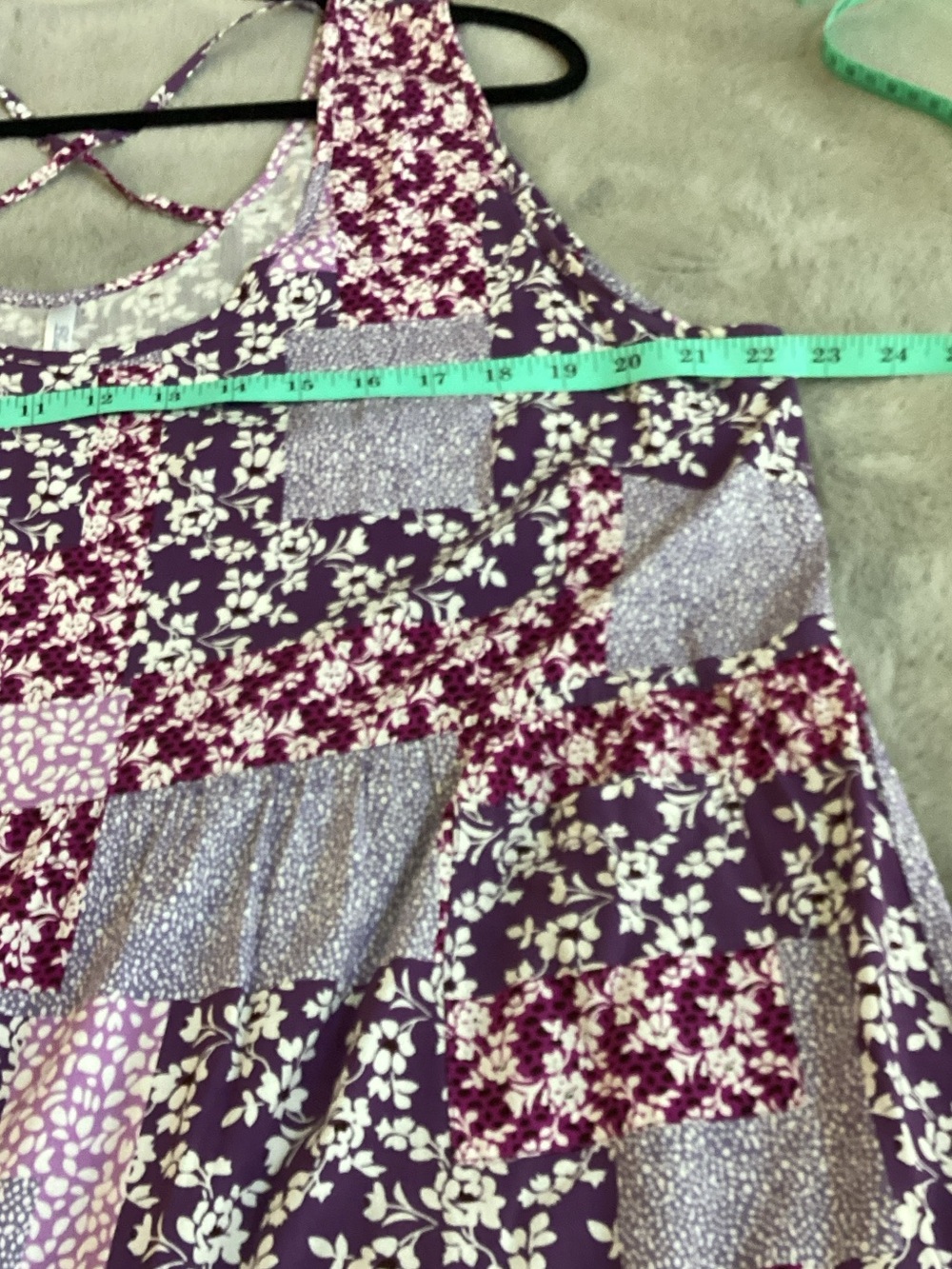Purple Patchwork Floral Sleeveless Swing Dress - Picture 3 of 7